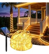 Fairdeer Solar Rope Lights, 33FT 100 LED Solar Fairy Lights with 8 Lighting Modes, IP65 Waterproo...