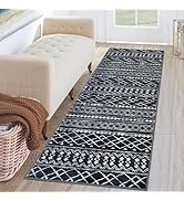 KUTA Moroccan Washable Hallway Runner Rug, 2x6 Non-Slip Vintage Black Boho Rugs Kitchen Runners U...