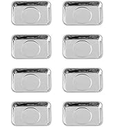 Rechabite 8 Pieces Rectangle Magnetic Trays Set Stainless Steel Magnet Tool Tray Parts Holder for...