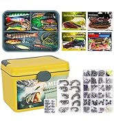 DAMIDEL 600 Pcs/Tackle Box Fishing Kit-Fishing Hooks,Sinkers, Swivels Snaps,Top Water Lure,Spoons...