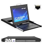 MT-VIKI 16 Port CAT6 Extension KVM Over IP, 1-Local/1-Remote Access,1U Rack Mount KVM w/17'' LCD ...