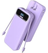 Portable Charger Power Bank with Built in Cables and AC Wall Plug, PD20W & SCP22.5W USB-C Super F...