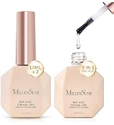 MelodySusie 9 In 1 No TPO Gel Nail Glue for False Nail Tips 2Pcs 15ml, Long Lasting UV Light Requ...