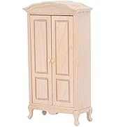 1:12 Scale Dollhouse Miniature Wardrobe Dollhouse Furniture Accessory Vintage Wooden Brown Double...