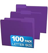 100 Packs Colored File Folders,Purple File Folders Letter Size,1/3 Cut Tabs File Folder,Two-Tone ...