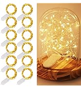 WATERGLIDE 12 Pack Fairy Lights Battery Operated (Included), 6.5ft 20 LED Mini String Lights, Wat...