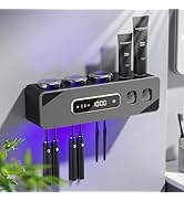 Smart Cleaning Toothbrush Holder, Smart Drying &amp; Cleaning Bathroom Toothbrush Holder with 2 Tooth...