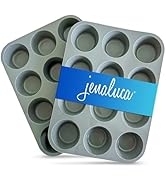Jenaluca Silicone Cupcake &amp; Muffin Pan for Baking - Set of TWO 12-cup pans, 12x9 Size, Non-stick,...