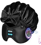 Vettres Wireless Bluetooth Satin Sleep Bonnet with Headphones &amp; Eye Mask for Side Sleepers, Music...