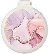 Mini hairbrush, pocket hairbrush with mirror, portable for purse/pocket, travel size (Pink marble)