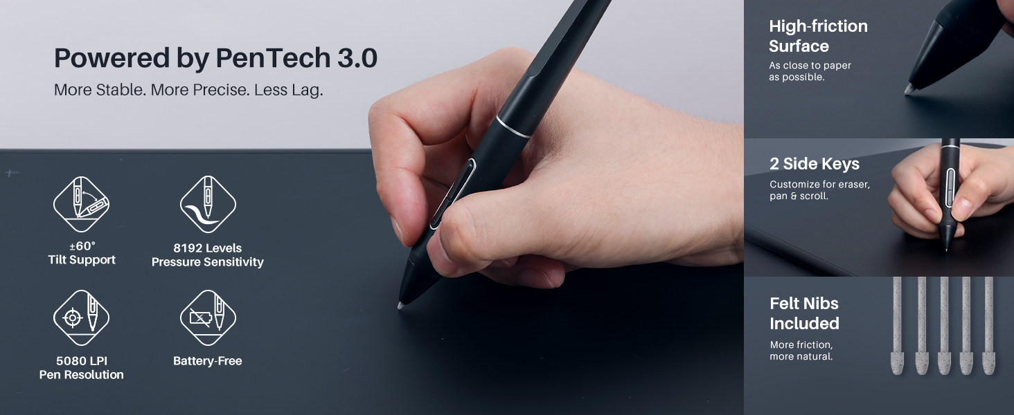 Bluetooth Graphics Drawing Tablet Powered by PenTech 3.0