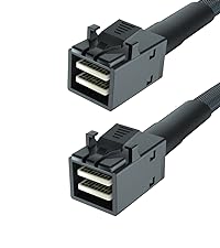 H!Fiber.com 2 Pack 12G Internal Mini SAS HD SFF-8643 to SFF-8643 Cable, 0.5m, 36 Pin, with Sideband,...
