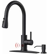 FORIOUS Black Touchless Kitchen Faucet with Soap Dispenser, Hands-Free, Smart Motion Sensor, Cont...