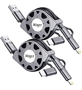 Multi Charging Cable [2Pack 3.3ft] Retractable Multi Fast Charging Cord 3 in 1 USB Phone Charger ...