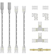 Gingsow 2Pin 8mm COB LED Strip Light Connectors Set Gapless Solderless Connectors for Single Colo...