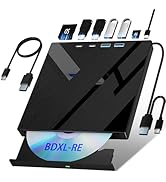 Wbacon 7 in 1 External Blu Ray Drive, External Blueray/DVD Drive for PC with SD/TF Port Blu Ray B...