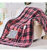 Pink Heated Weighted Blanket Throw/Twin Size 13Lbs - 50"x60", 2-in-1 Electric Weighted Heavy Blan...