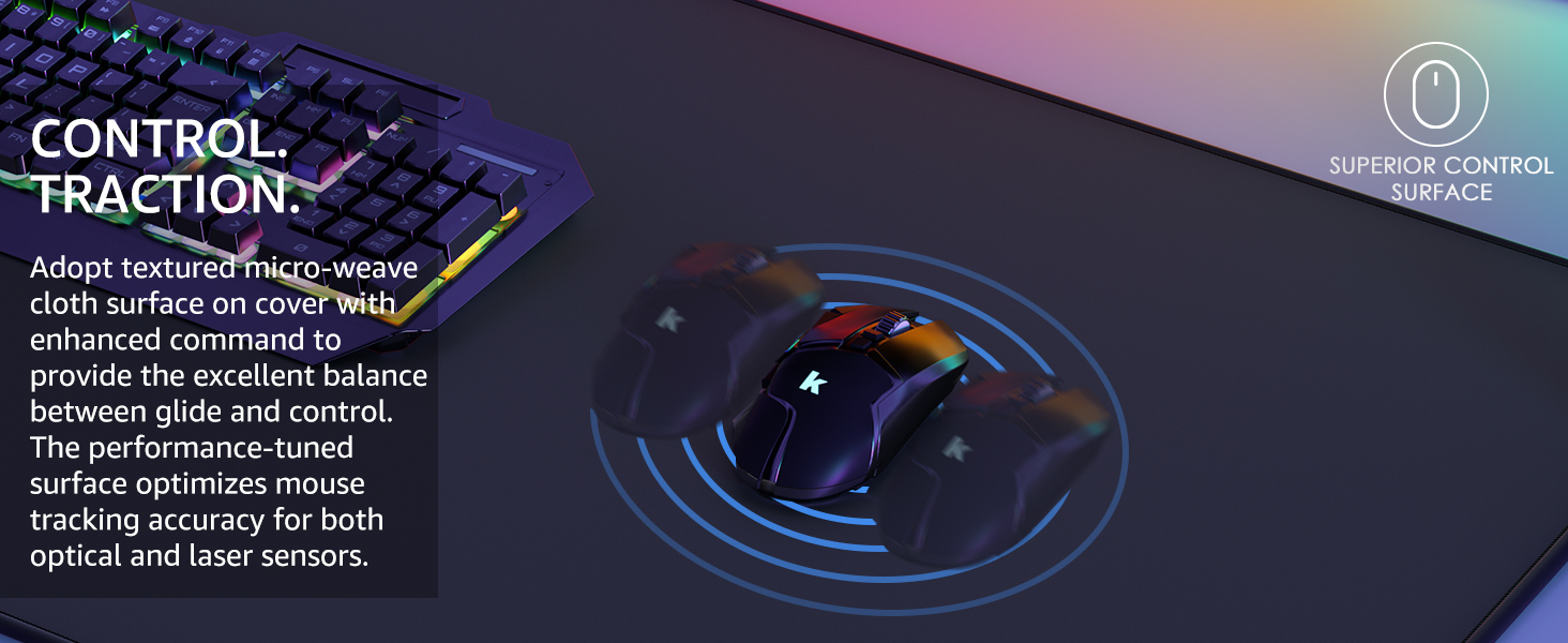 adopt textured micro-weave cloth surface to provide the excellent balance between glide and control