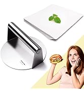 Meykers Burger Smasher 6.3" Smash Press Hamburger &amp; 100 Patty Paper | for Griddle Grill Pan Skill...