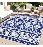 OLANLY Outdoor Rug Waterproof 6x9 ft, Reversible Plastic Straw Rug, Boho Patio Rug, Indoor Outdoo...