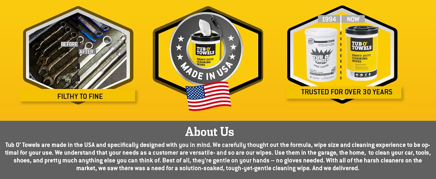 Filthy to Fine. Made in USA. Trusted for Over 30 Years. About us.
