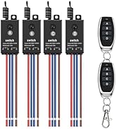 Meskliu 4 Way Mini Remote Control Switch,AC 110V/120V/220V/240V/10A Relay ON/Off Switch with 328F...