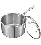 VEVOR 4 QT Saucepan, Stainless Steel Saucepan with Glass Lid, Multipurpose Nonstick Stainless Ste...