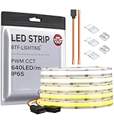 BTF-LIGHTING FCOB COB LED Strip CCT IP65 Flexible High Density 16.4FT 640LED/m Tunable 3000K-6000...