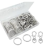 60 Pcs Premium Swivel Lanyard Snap Hook with Key Rings, Metal Lobster Clasp Keychain Hooks for La...