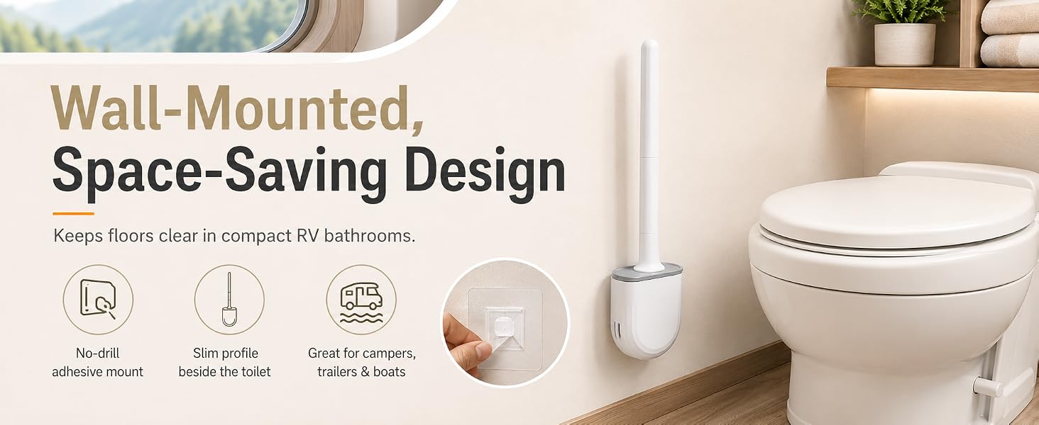 RV Toilet Brush and Holder, Wall Mounted