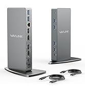 DisplayLink Docking Station Dual Monitor, WAVLINK 14-in-1 Aluminum USB-C/A Laptop Dock with 2x5K ...