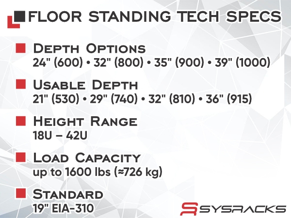 TECH SPECS MATRIX floor standing racks