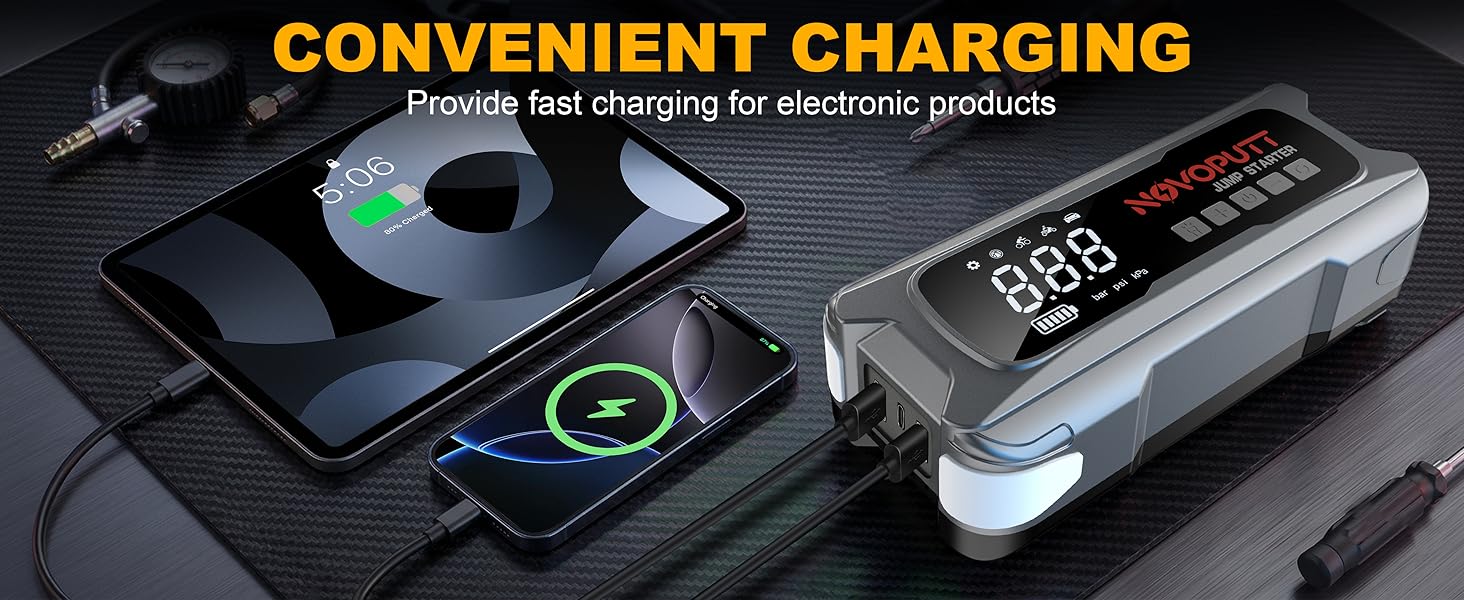 it works as a power bank for charging laptop, phones, tablets, cameras, and other devices.