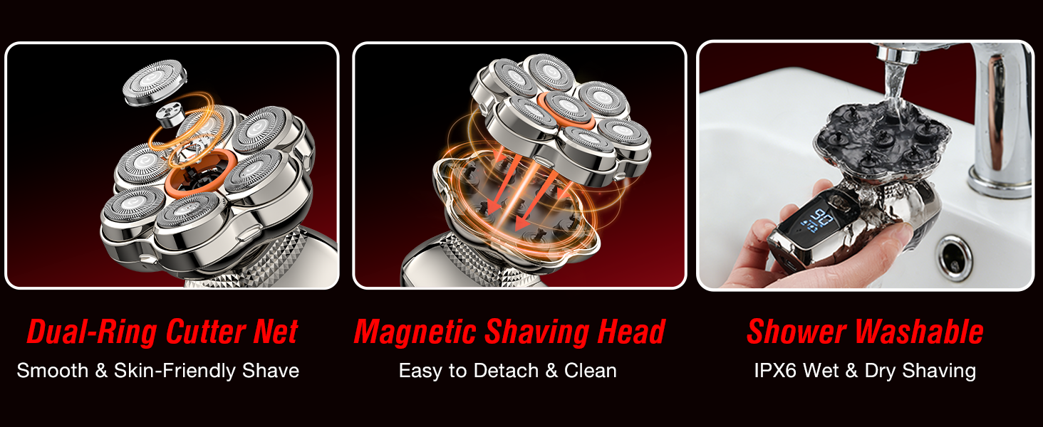 Magnetic Shaving Head &amp;amp; Waterproof Razor