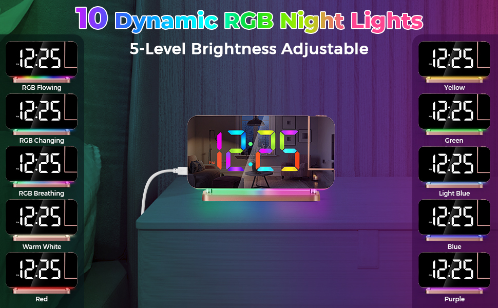 LED and Mirror Projection Digital Clocks Large Display 