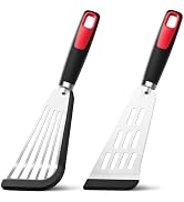 Fish Spatula Turner Set of 2, 600ºF Heat Resistant Silicone Spatulas for Nonstick Cookware, Metal...