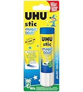 Uhu Colored Glue Stick, 21g Blue, rubs on Blue &amp; Dries Clear, Washable, Solvent Free, Screw on Ca...