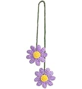 HFZRZFH Crochet Daisy Car Accessories for Women &amp; Girls - Cute Rear View Mirror Hanging Handmade ...