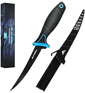 Flissa 6" Fillet Knife, Bait Knife with Black Coating, Protective Sheath, Belt Clip, Non-Slip Han...