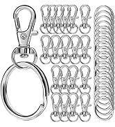 LEOBRO 40PCS Metal Swivel Snap Hooks with Key Rings, 20PCS Small Lobster Claw Keychains Clasps an...