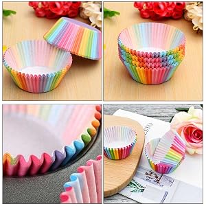 Rainbow cupcake liners display