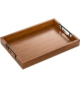 Wood Serving Trays with Handles, 17x11.8” Large Wooden Coffee Table Tray, Breakfast Food Drinks T...