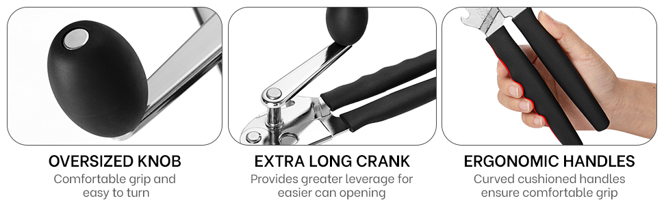 Easy Crank Can Opener, Black