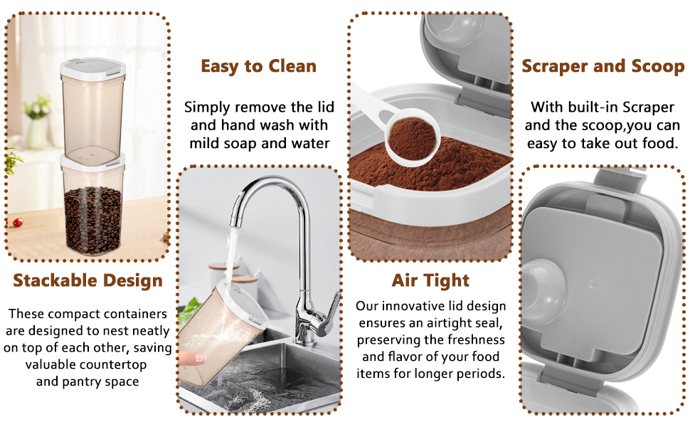 Food Storage for Coffee, Tea, Beans, Sugar, Flour, Cereal and More