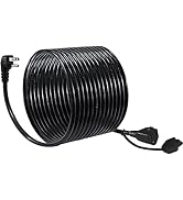 25FT Black Outdoor Extension Cord with Flat Plug - Single Waterproof Outside SJTW 16Gauge Extensi...