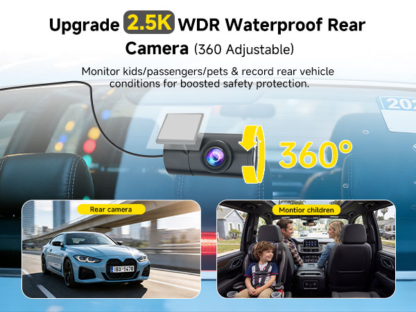 Dual Dash Cam Front and Rear: 4K+2.5K Dash Camera for Cars Built-in 5G WiFi APP Control Car Dashcam