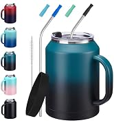 VICKNIY 50 oz Mug Tumbler with Handle and Straw - 2-in-1 Lid, Silicone Water Bottle Boot, Stainle...