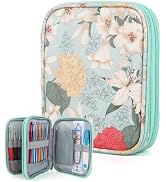 Katech Crochet Hook Case Empty Zipper Bags Organizer Portable Travel Crochet Storage Bag with Web...