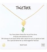MUSTHAVE Together Cactus 18K Gold Plated Necklace with Message Card, Yellow and White Color, Anch...