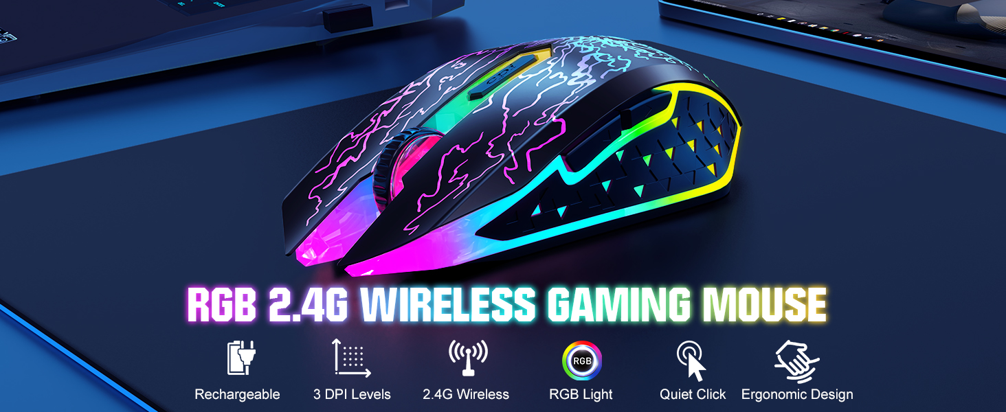 rgb 2.4g wireless gaming mouse